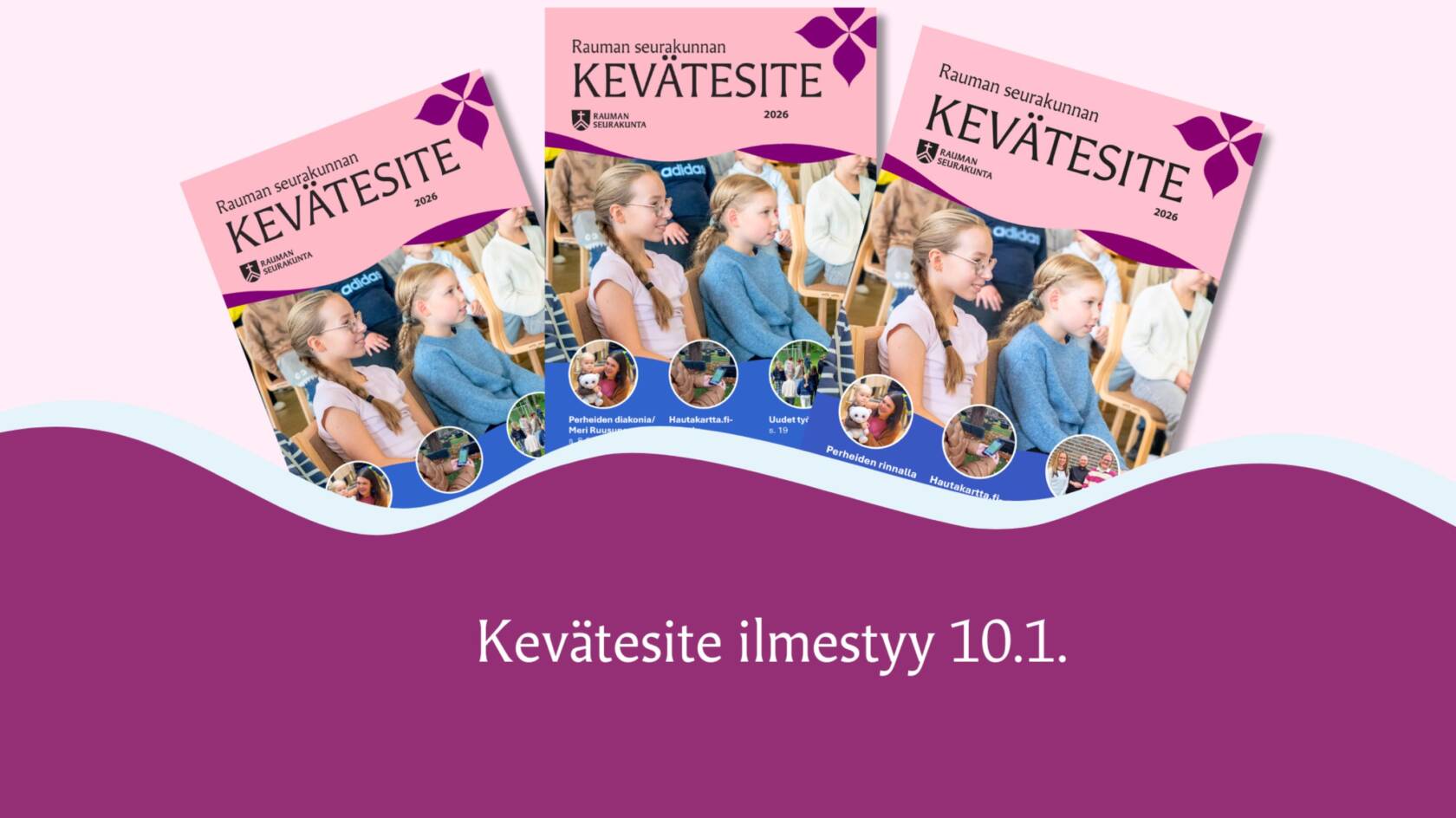 Teksti: Kevätesite ilmestyy 10.1. Taustalla Kevätesitteen kansikuva.