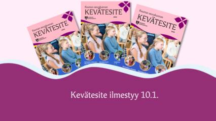 Teksti: Kevätesite ilmestyy 10.1. Taustalla Kevätesitteen kansikuva.