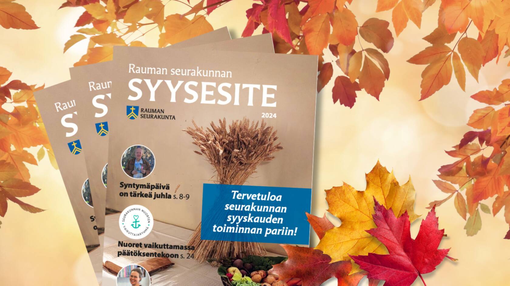 Syysesitteitä ja värikkäitä lehtiä